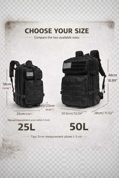 Heavy Duty Tactical Backpacks 25Ltr and 50Ltr