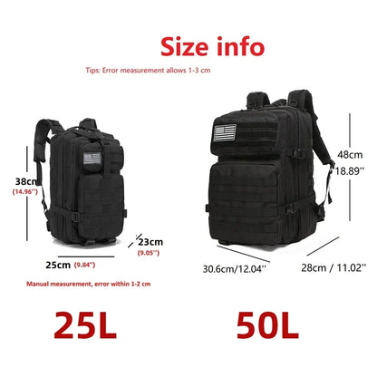 Heavy Duty Tactical Backpacks 25Ltr and 50Ltr